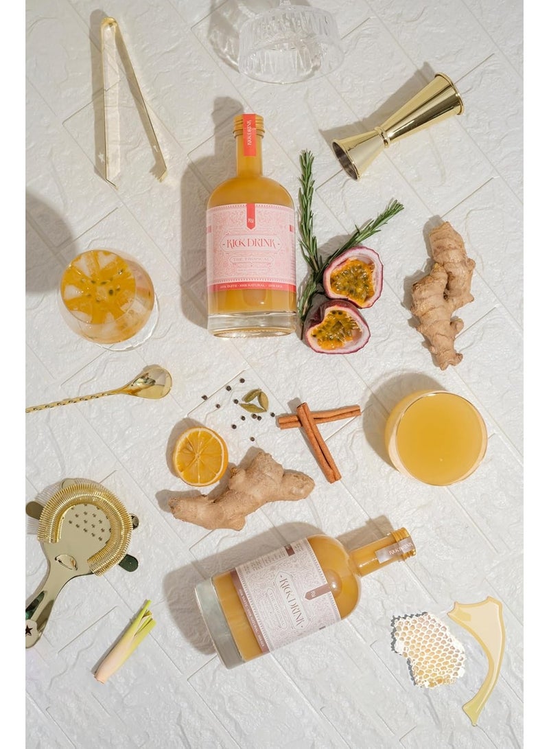 Kick Drink Tropical Ginger Shot with Passion Fruit & Lemon, Cold-Pressed Beverage, 7–16 Servings, No Added Sugar, Vegan, 500ml - Image 3